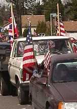 truck with US & UK flags