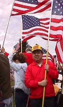 vietnamese man supporting the troops