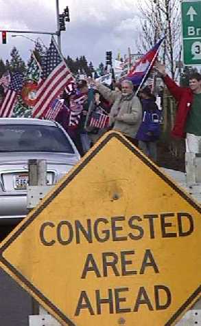 "Congested area ahead" and crowd
